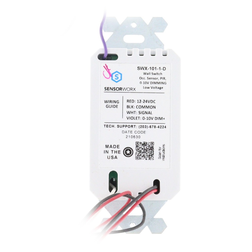 SENSORWORX SWX-101-1-D-WH WALL SWITCH OCCUPANCY SENSOR DIMMING LOW VOLTAGE WHITE
