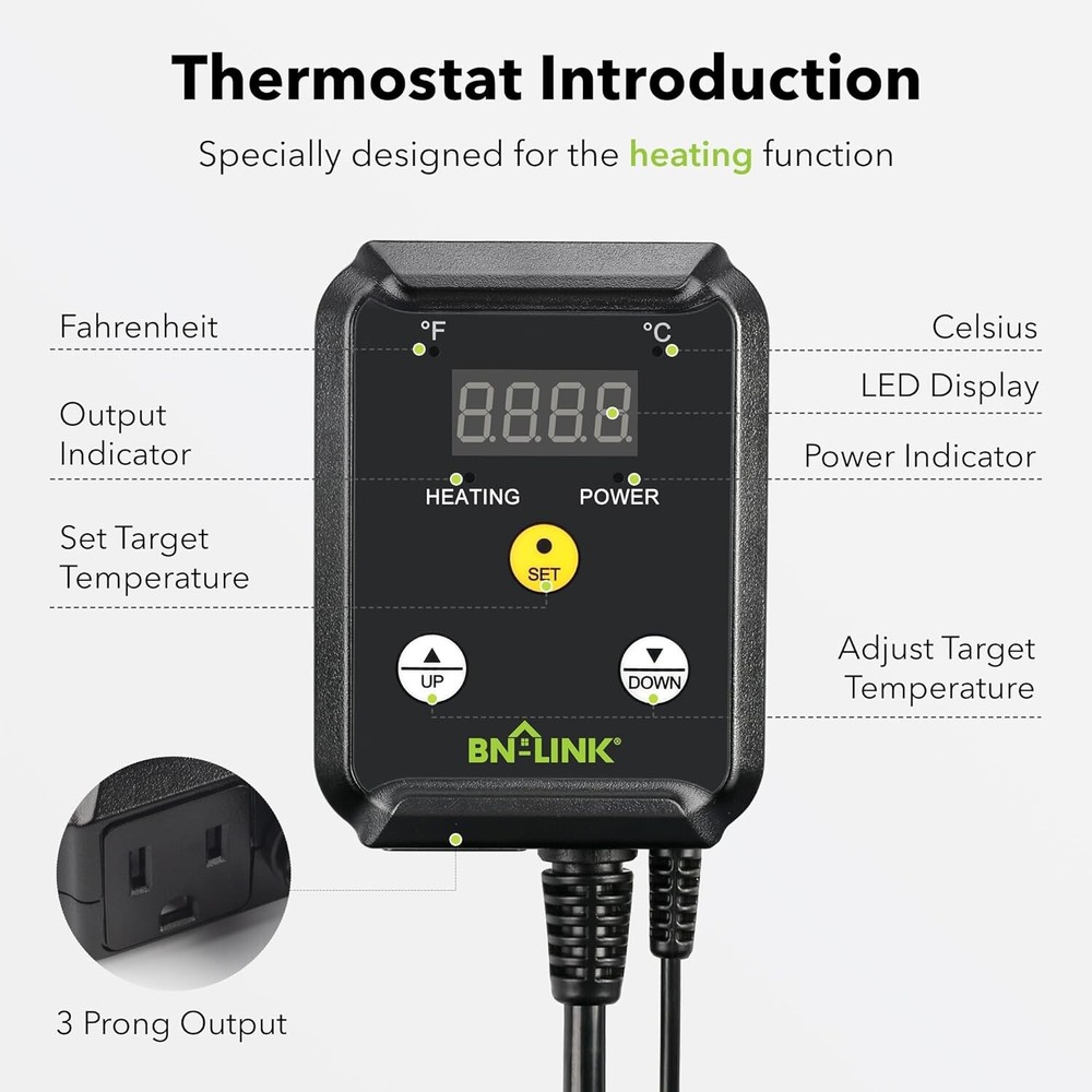 Listed Digital Heat Mat Controller for Reptiles & Seed Germination