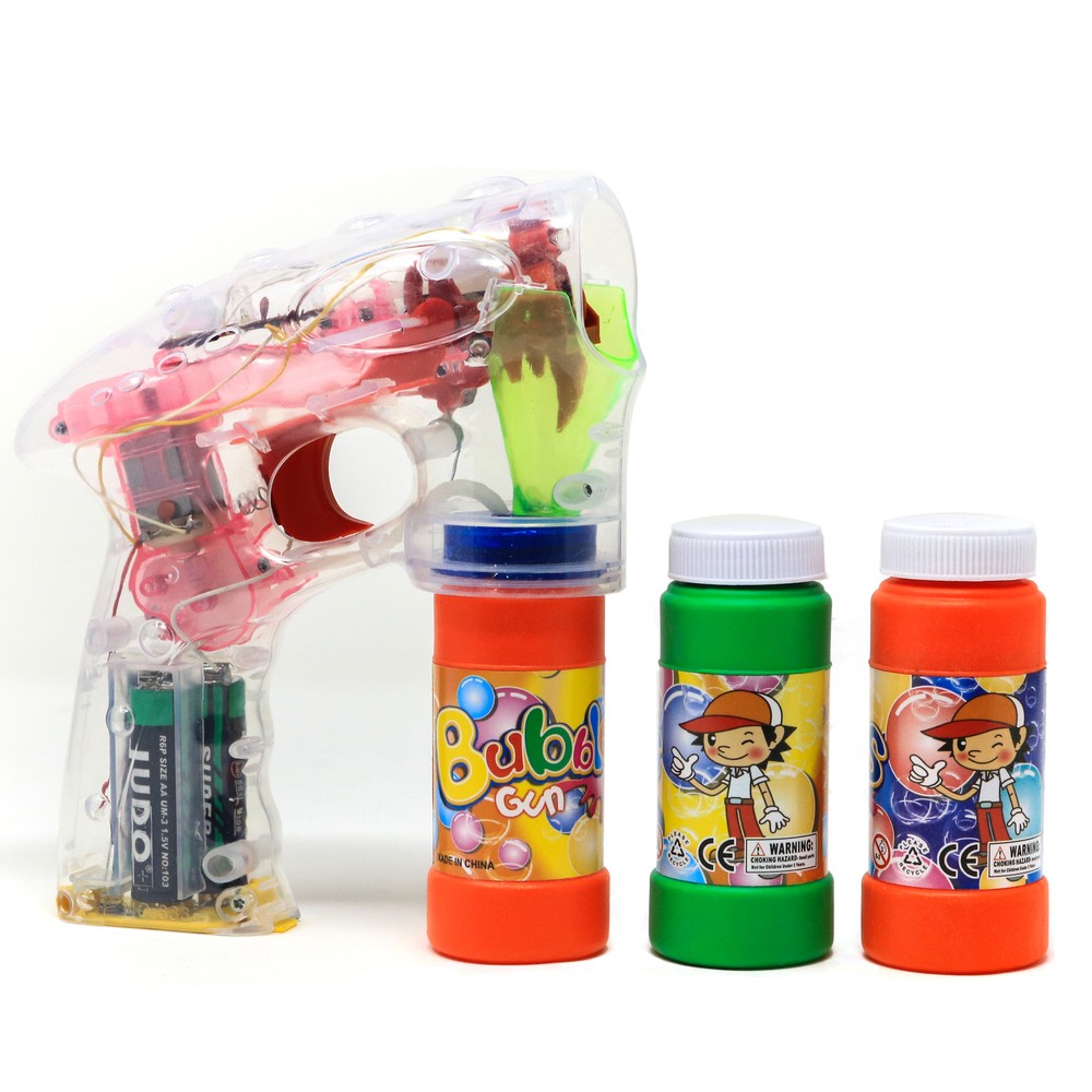 Retailery Transparent Bubble Gun Blaster With LED Lights Battery Operated