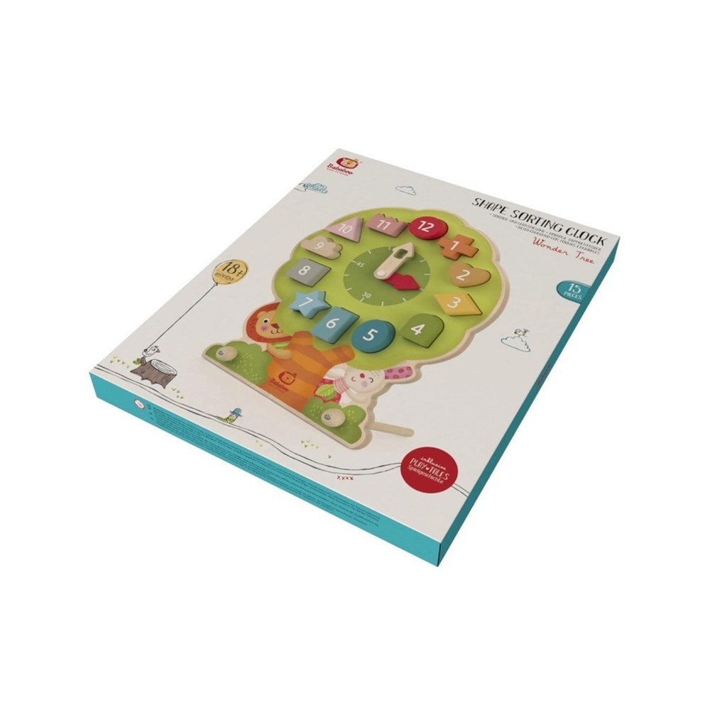 Green Wooden Number & Shape Learning Clock