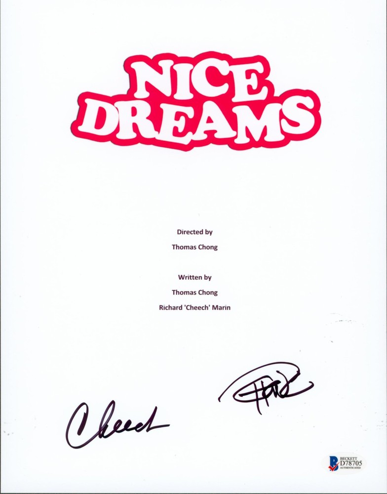 Cheech Marin & Tommy Chong Nice Dreams Signed 8.5x11 Script Cover BAS #D78705