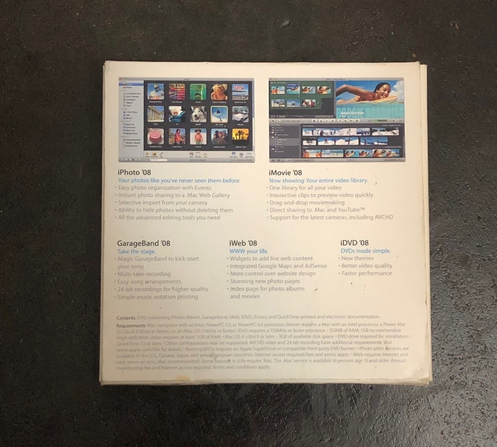 OPEN BOX APPLE iLife 2008 FOR MAC MB016Z/A PROGRAM CD