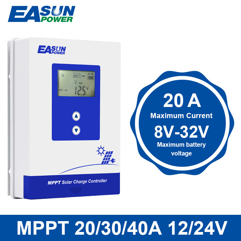 Easun 20A MPPT Solar Charge Controller Regulator 12V 24V LCD Display US Stock