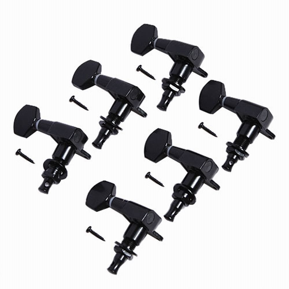 Black Enclosed Guitar String Tuning Peg Tuner Machine Head 6R Right Inline