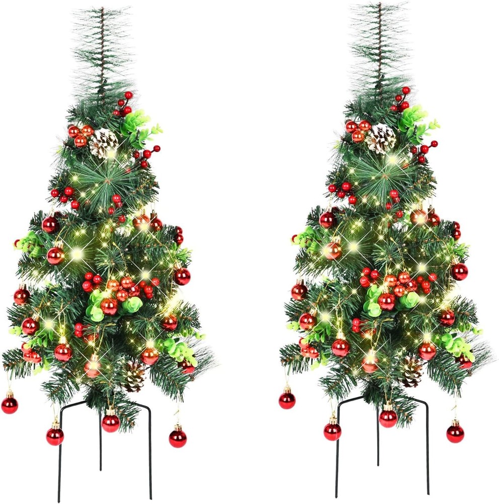 2 Pack 30'' Pre-Lit Christmas Tree Artificial LED Lights Xmas Pathway Home Decor