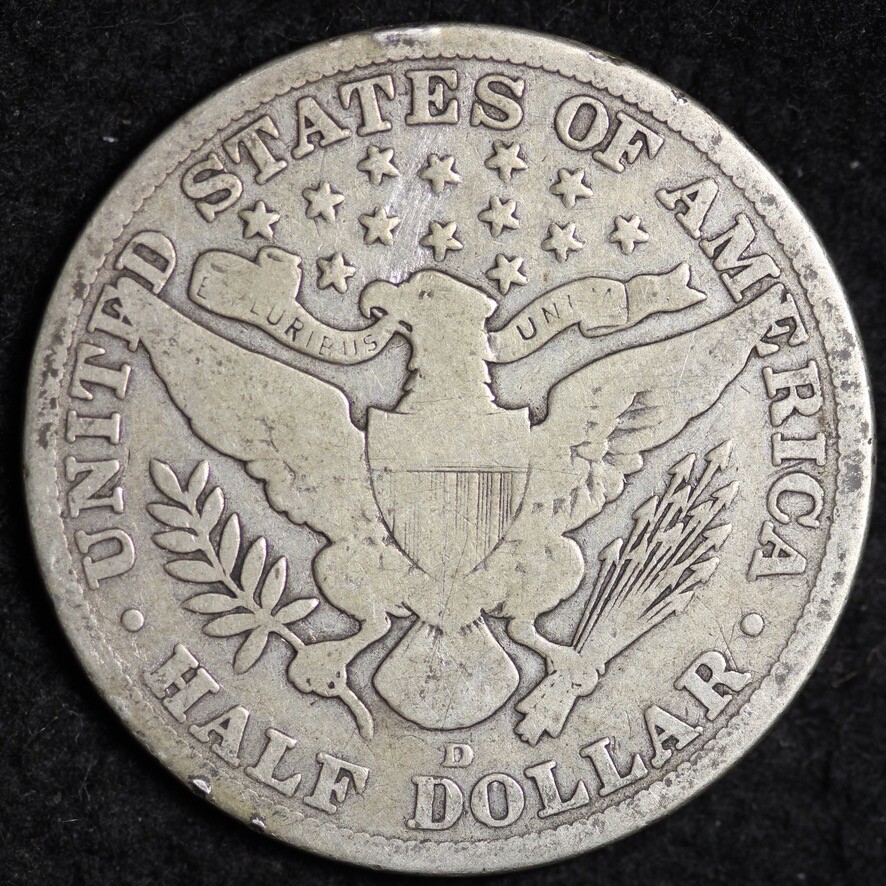 1915-D Silver Barber Half Dollar GOOD FREE SHIPPING