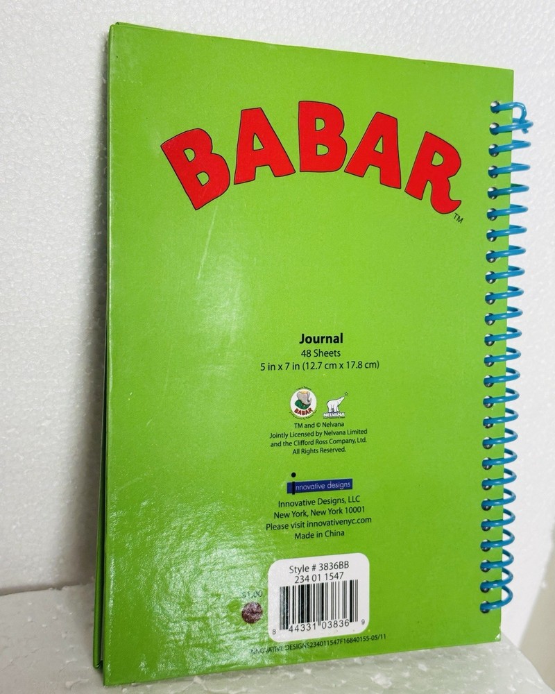 Babar Wire Notebook 5x7 Unused