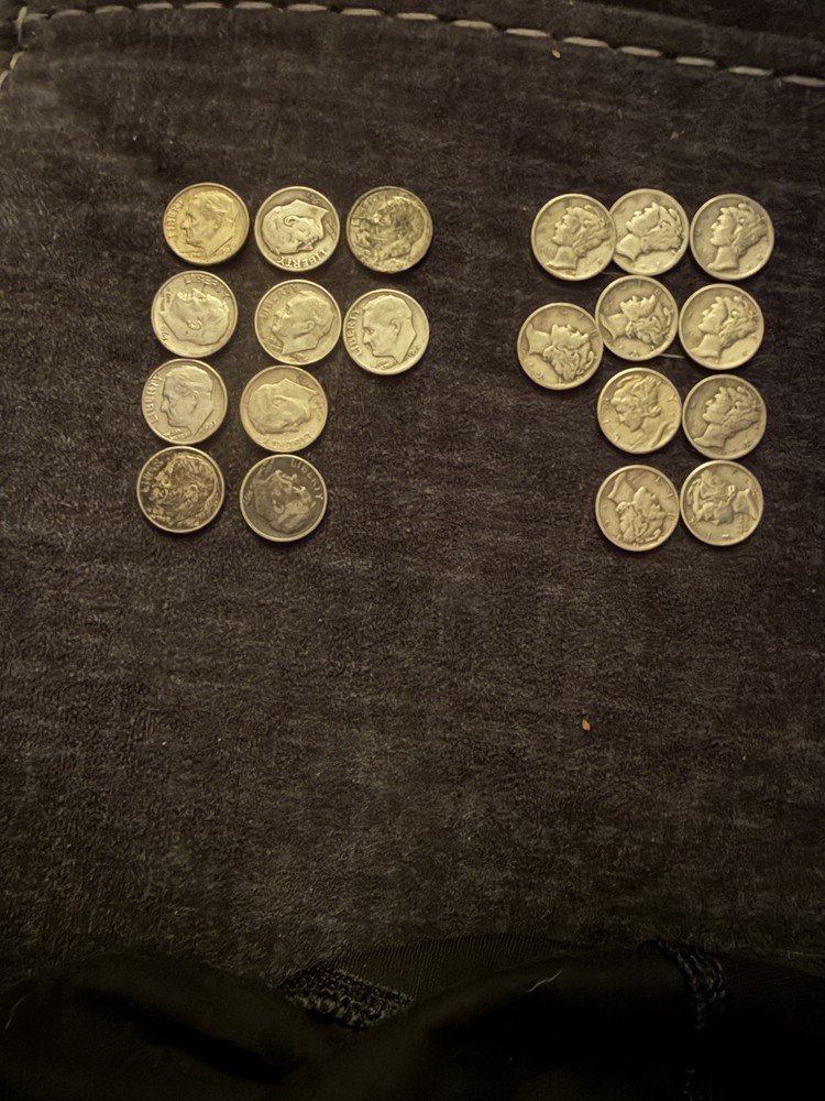 100 Silver Roosevelt/Mercury Dimes %90 Silver Mixed Dates uncertified