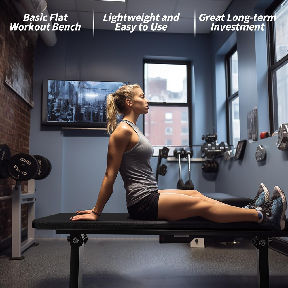 Flat Bench, Flat Weight Workout Exercise Bench Easy,Assembly,Foldaway Bench for