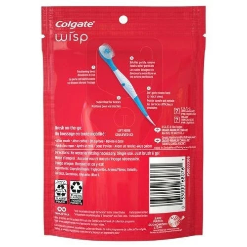 Colgate Max Fresh Wisp Disposable Mini Travel Toothbrushes, Peppermint, 24 Count