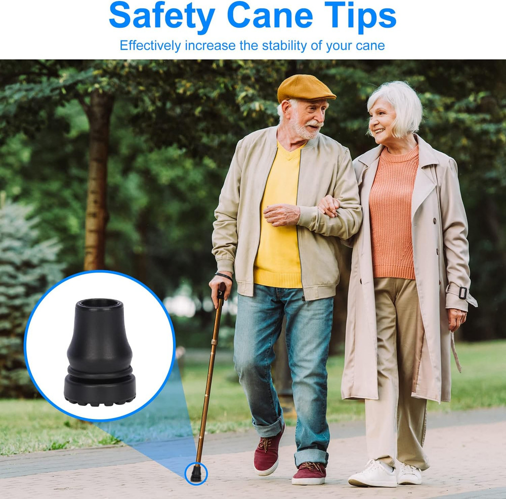 Rubber Cane Tips, (5/8", 4-Pack) Heavy Duty Walking Cane Tips, Anti-Slip Replace