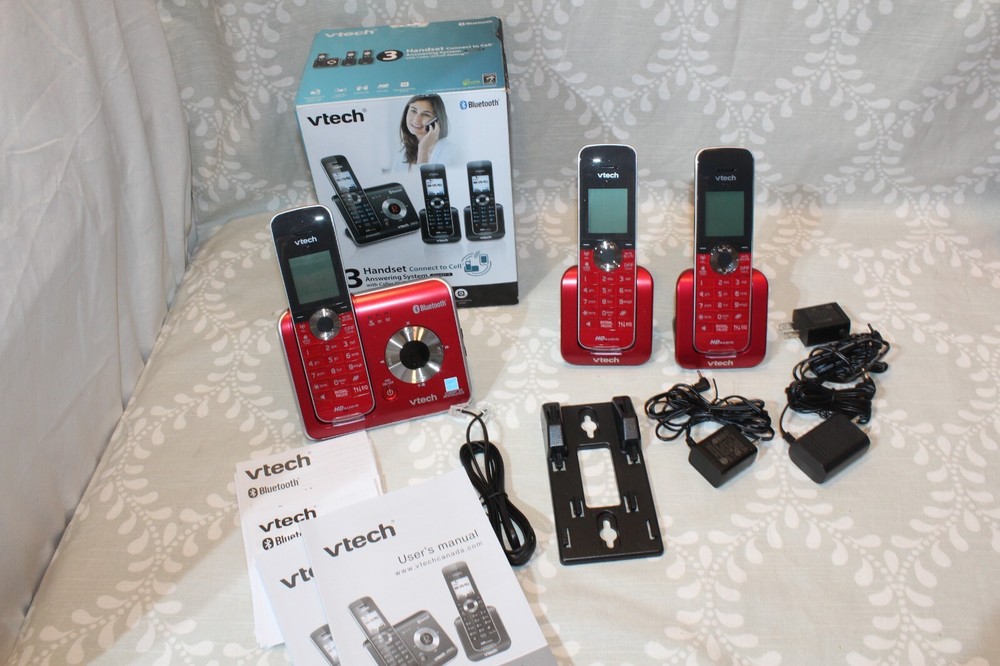 VTech DS6421-3 DECT 6.0 Cordless Digital Answering Machine Bluetooth RED A+++