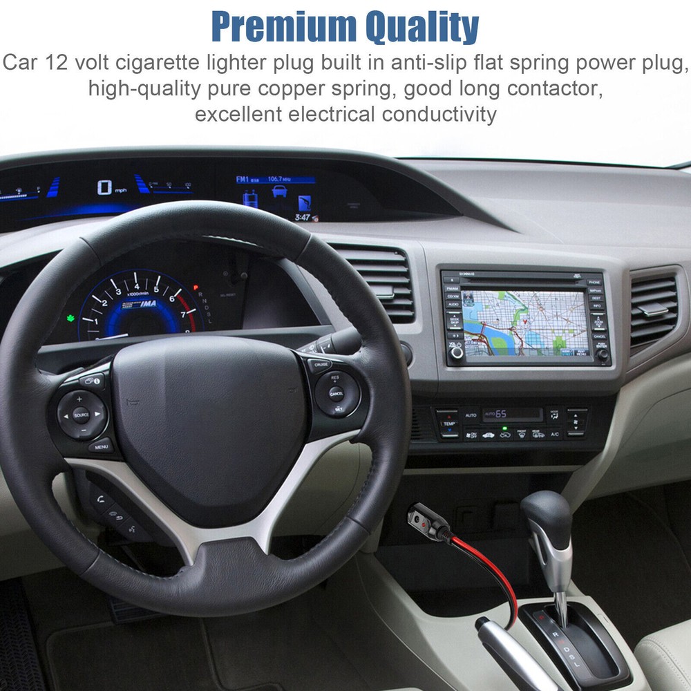 2Pcs Car Fused Cigarette Lighter Adapter Male Plug Replacement with LED Light