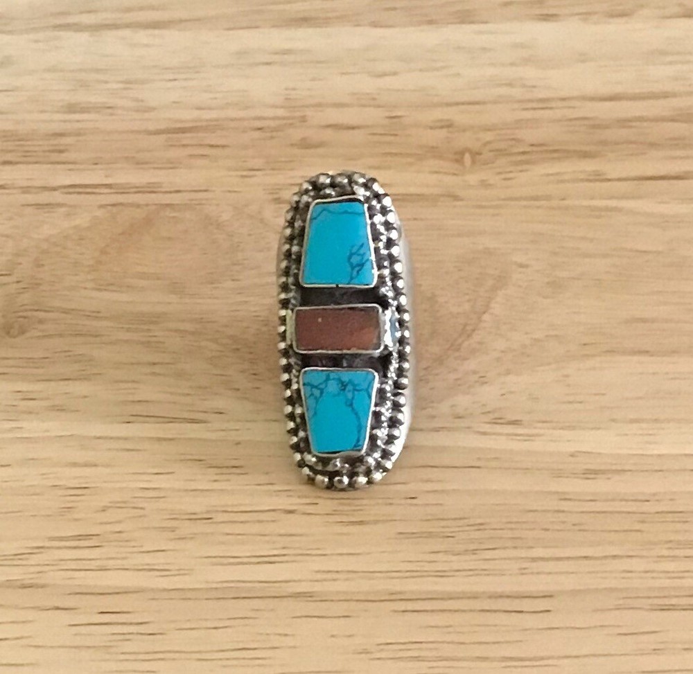 Turquoise Coral Ring