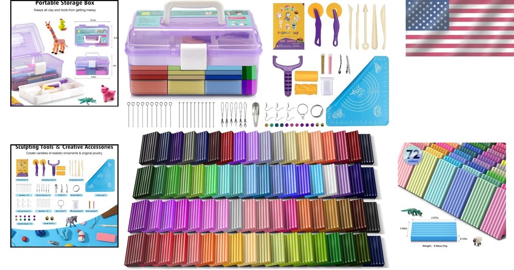 Sculpting Tools Kit with 72 Clay Colors