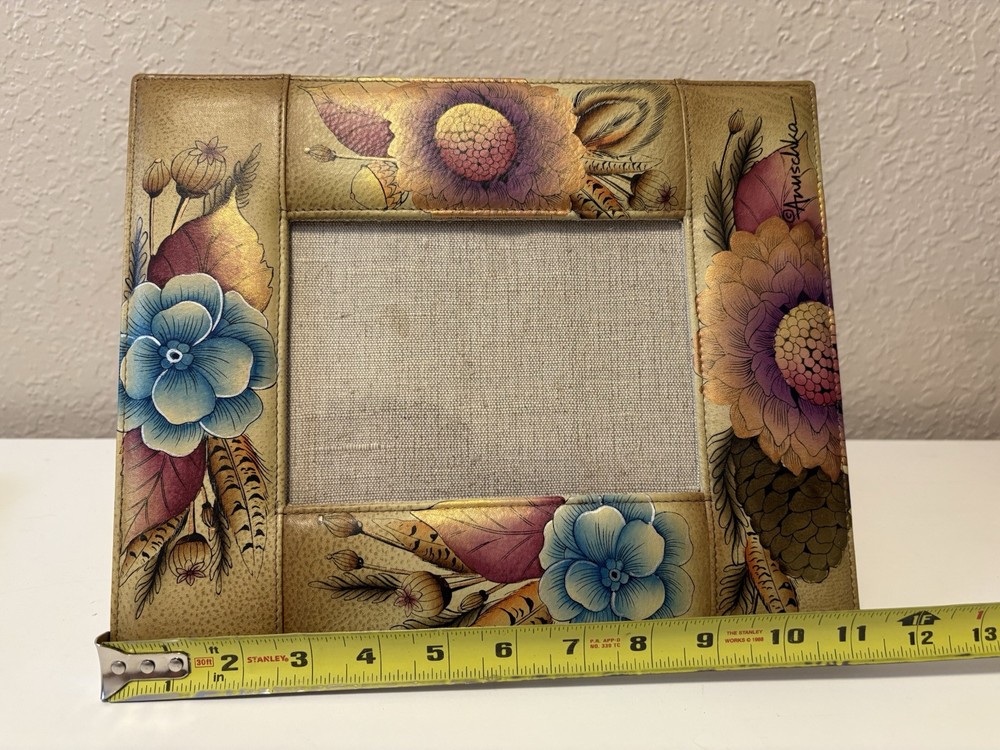 Anuschka Handmade Boho Handpainted Leather Photo Frame Signed D