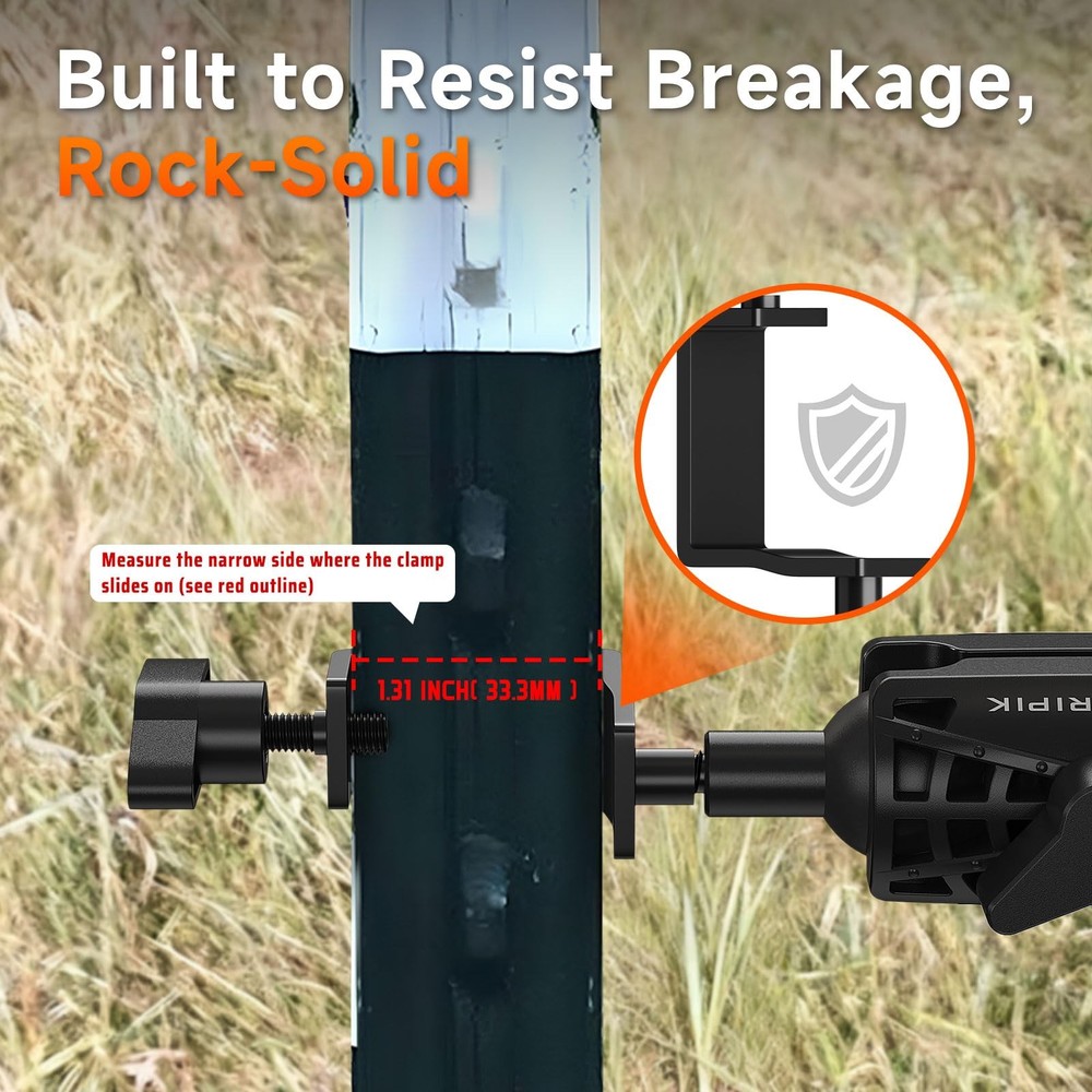 ORIPIK T-Post Trail Camera Mount - 360 Degrees Adjustable Game 4 packs, Black
