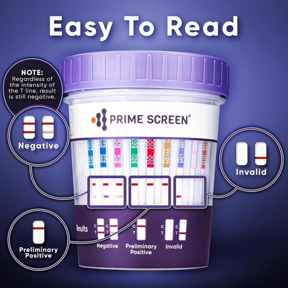 [5 pack] Prime Screen 14 Panel Urine Drug Test Cup - Instant Testing Marijuana (