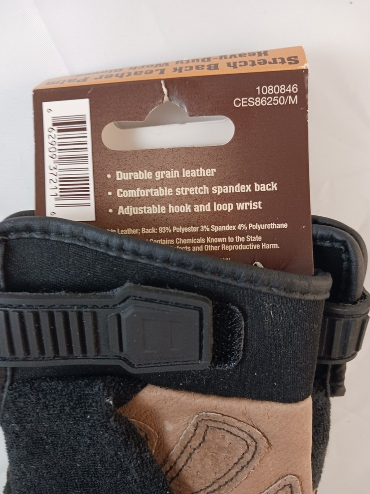 CE Schmidt Workwear, Stretch Back Leather Palm Heavy Duty Work Gloves, Size M