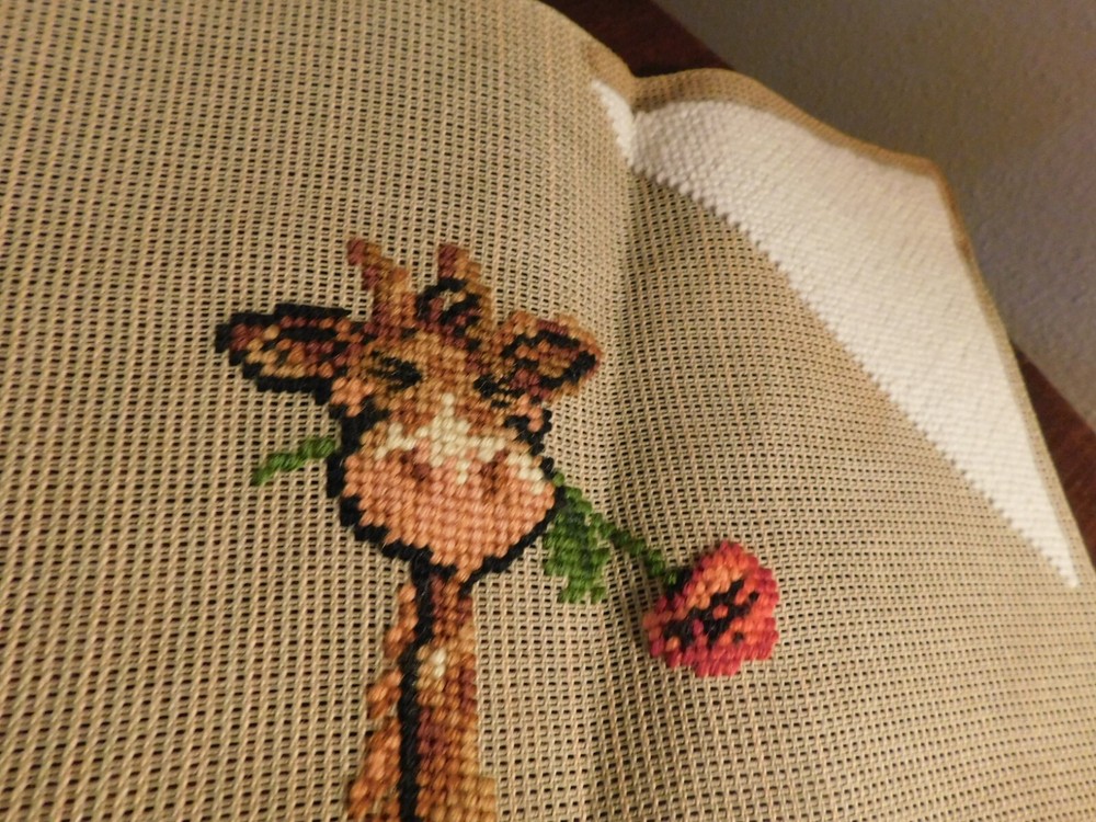 Brunswick Needlepoint Giraffe Canvas Partially Started