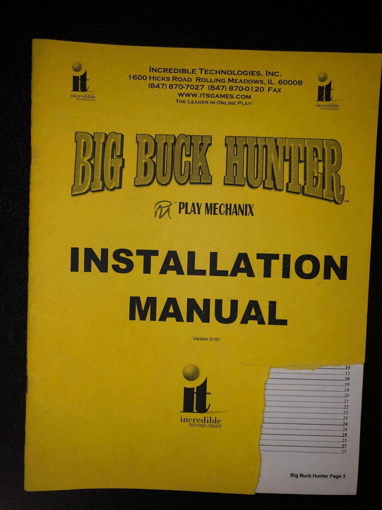 Incredible Technologies BIG BUCK HUNTER ARCADE MANUAL
