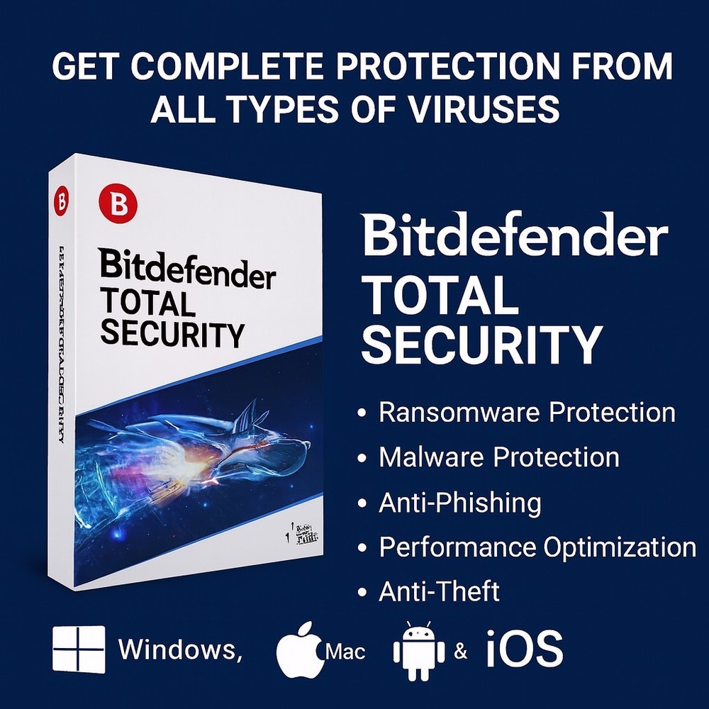 Bitdefender Total Security  1-3 Years | 1-6 Devices | Windows | Mac | Android