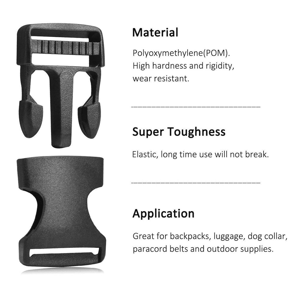 Petutu 20 Pack Plastic Buckles 1 Inch Quick Side middle, 1 X 20