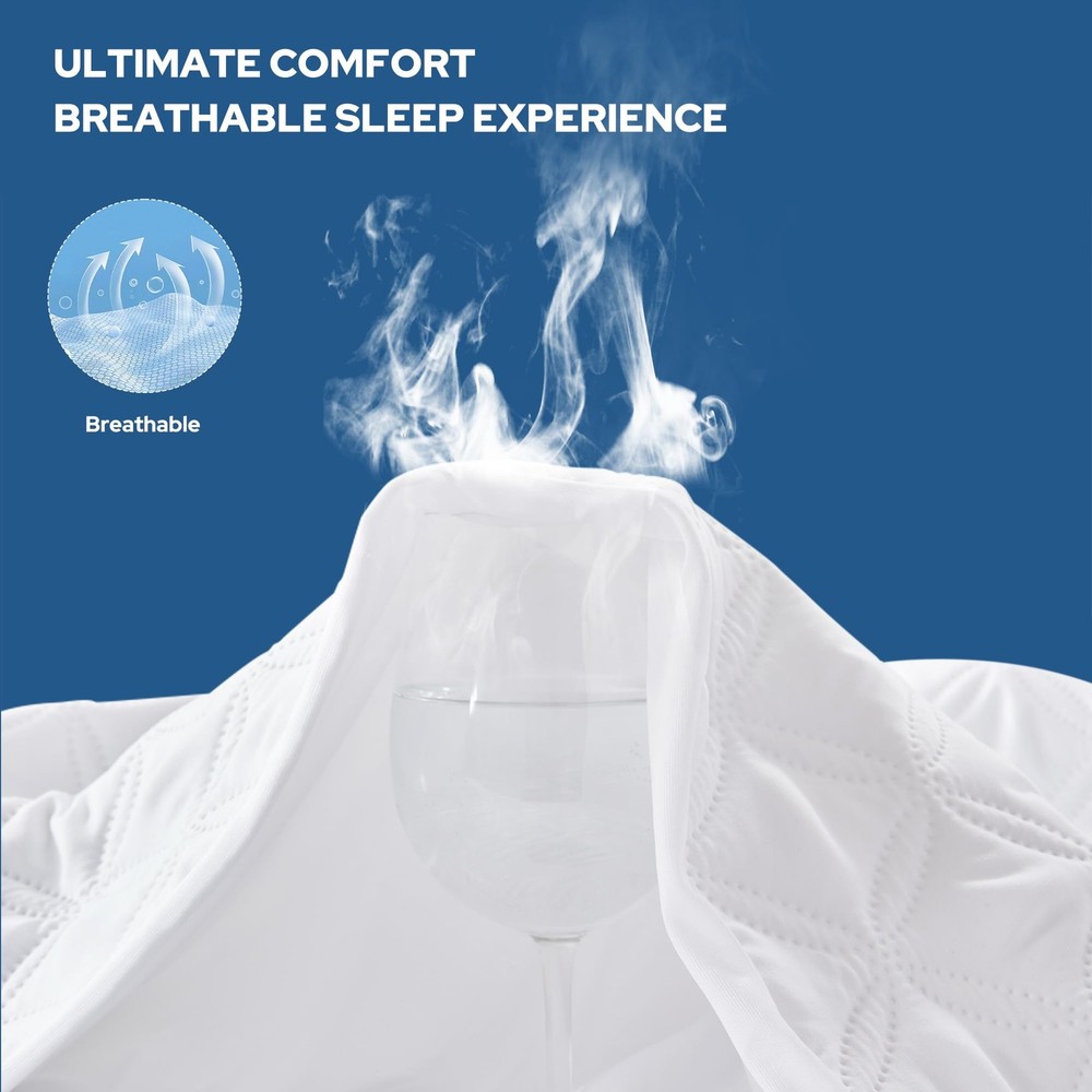 2 Pack Waterproof Mattress Protector, Full Size Mattress Pad with Deep Pocket...