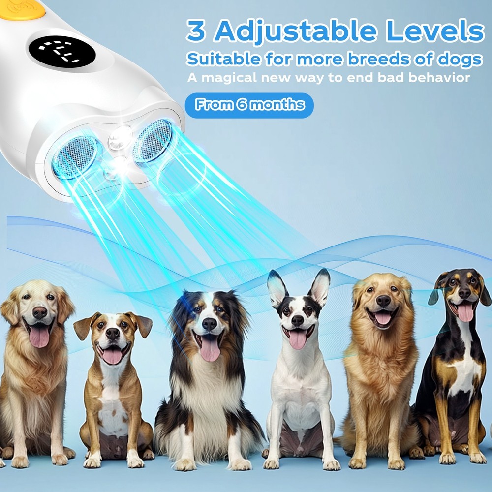 50 Ft Range Ultrasonic No Bark Stopper Barking Deterrent Training Device WHITE