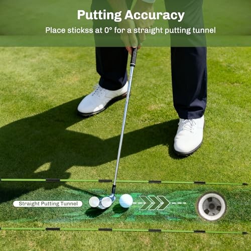 Upgraded Golf Alignment Stick Holder with Anti-Tip Base, Golf Swing Plane