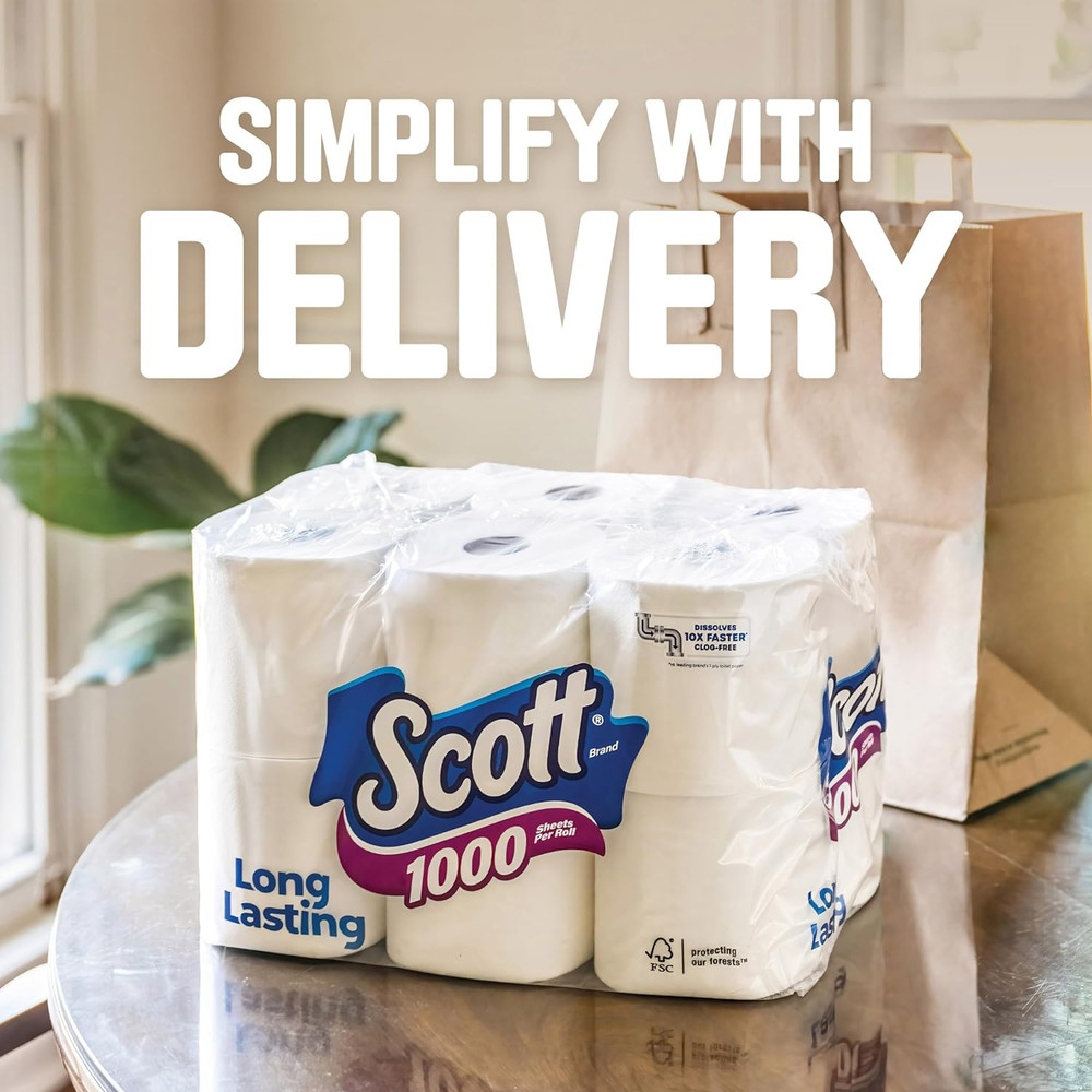 1000 Sheets per Roll, 8 Toilet Paper Rolls, Bath Tissue