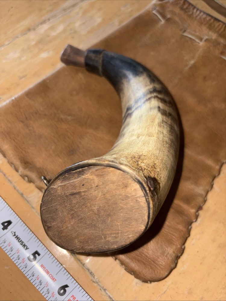 Vintage black powder muzzleloader possible bag and Powder Horn