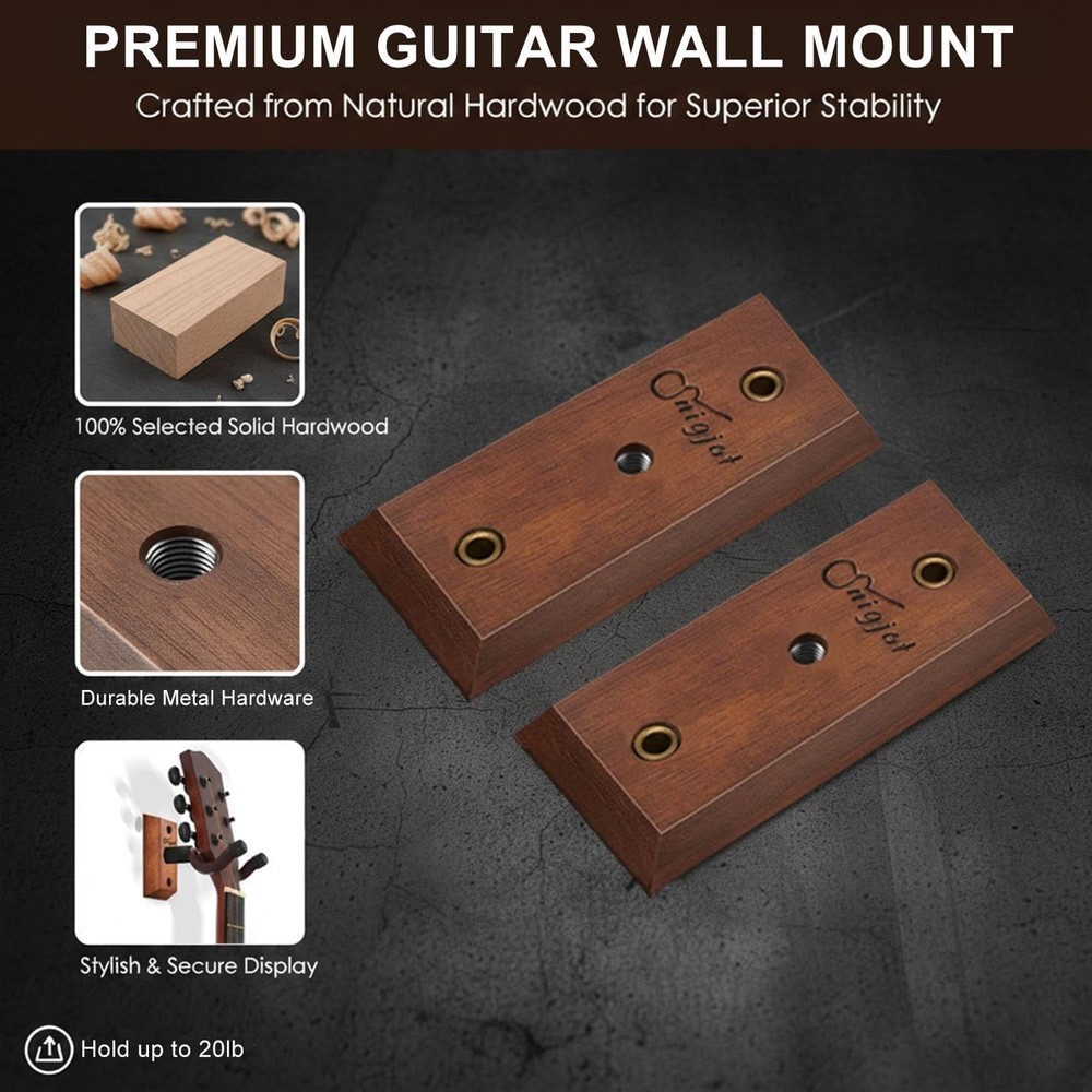 Quick Install Solid Wood Guitar Hanger Set - Perfect for Home & Studio Displays