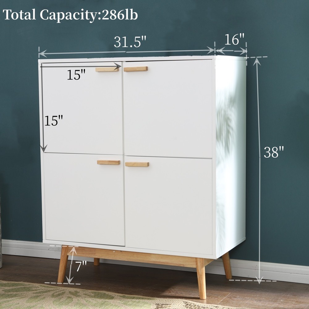 Accent Cabinet with 4 Doors Storage Sideboard Buffet Cabinet for Dining Room