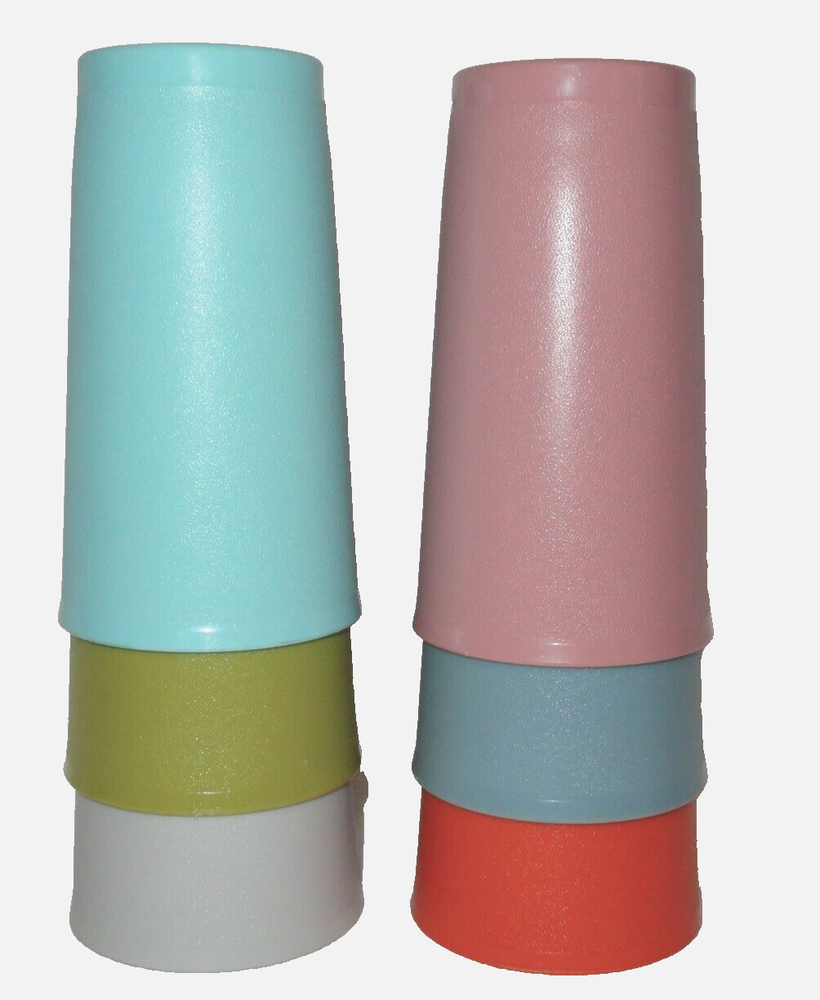 6 Tupperware Stackable Tumblers ~ Cups 873 - 16 ~ Assorted Colors