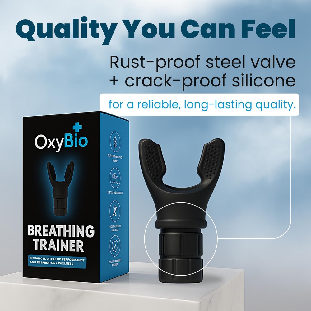 OxyBio Oxy Respiratory Trainer | Breathe Easier with Stronger Lungs | Black