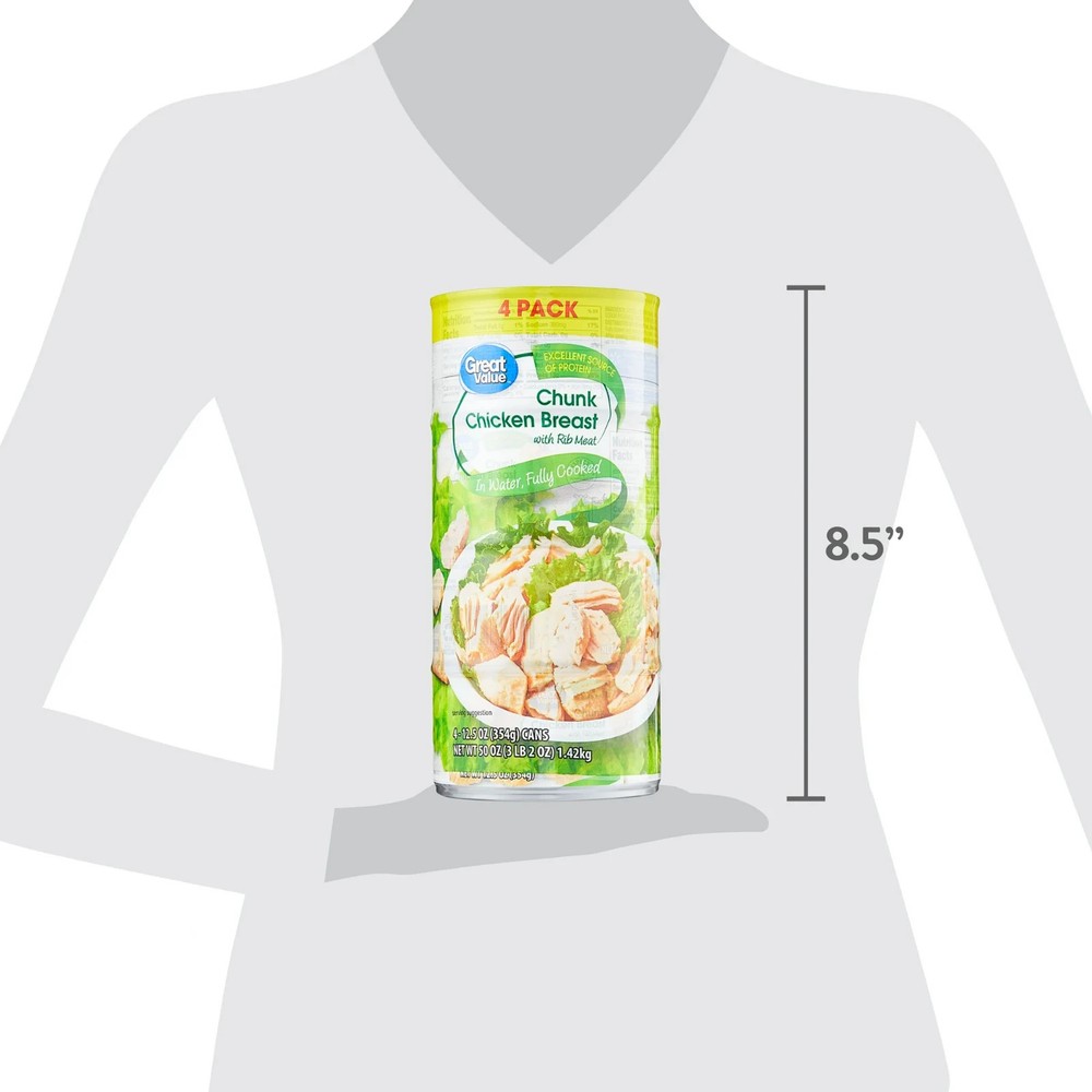 (8 pack) Great Value Chunk Chicken Breast, 12.5 oz Can (4 Pack)