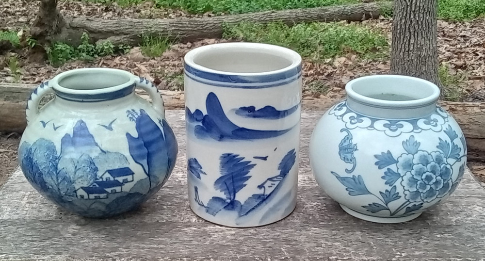 Three Chinese Blue and White Vases