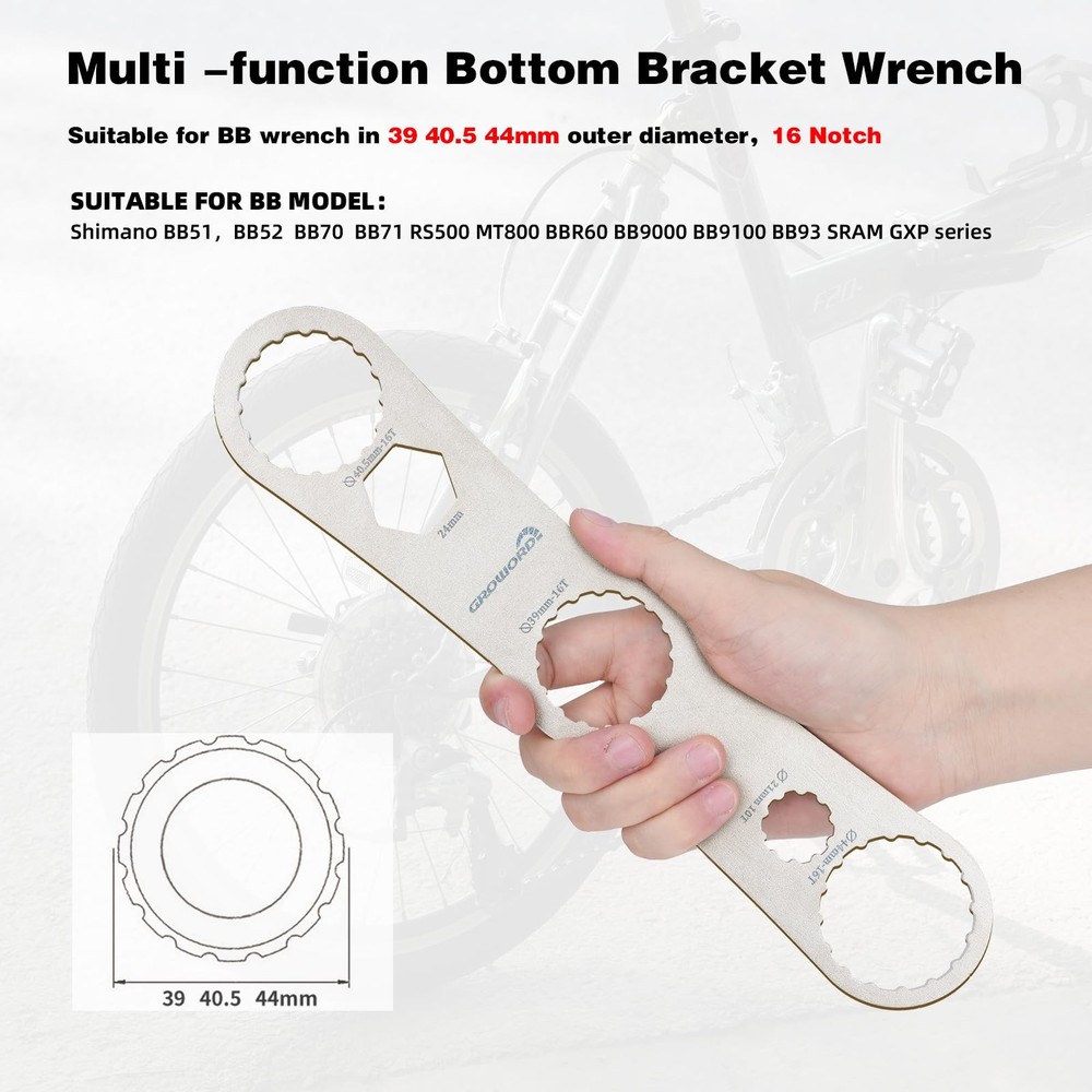 groword Multi -function Bottom Bracket Wrench，Suitable for BB wrench in 39...