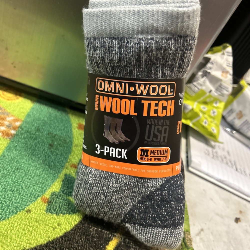 Omniwool 3-Pack Wool Tech Hiking Socks | Multicolor Size Medium | New