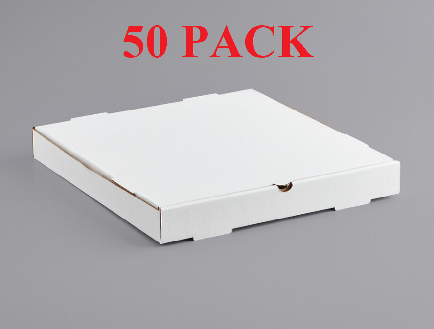 (50 Pack) 16" x 16" x 2" White Corrugated Plain Square Bakery Cake Pizza Box