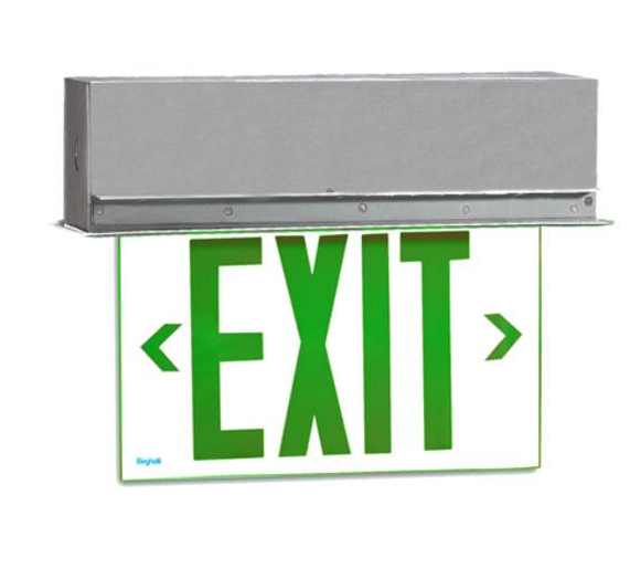 Beghelli OL2-SA-LG2-MCR-AT-BLK Edge-Lit Exit Sign with Self Diagnostics