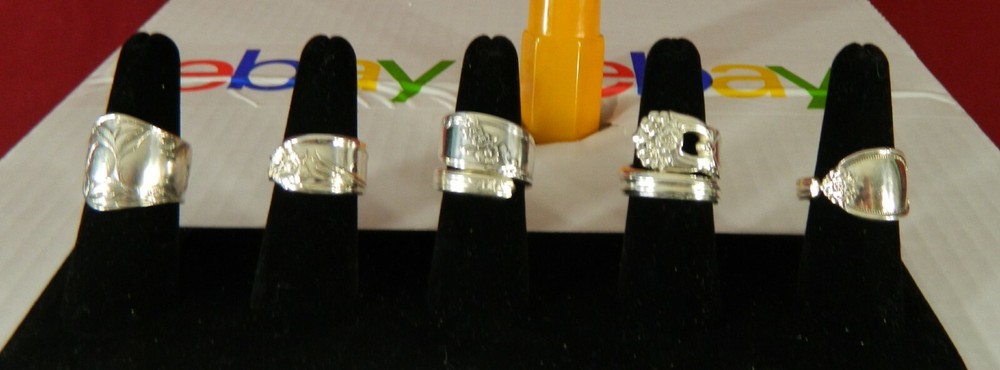 5 Silver Plated Spoon Rings Size 8