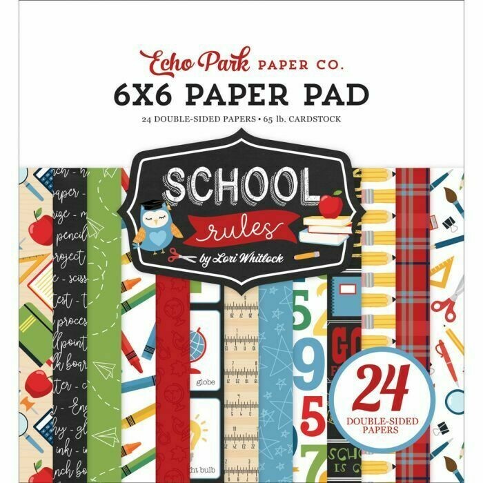 School Class Classroom Book Pencil Homework Study 6 x 6 Echo Park Paper Pad