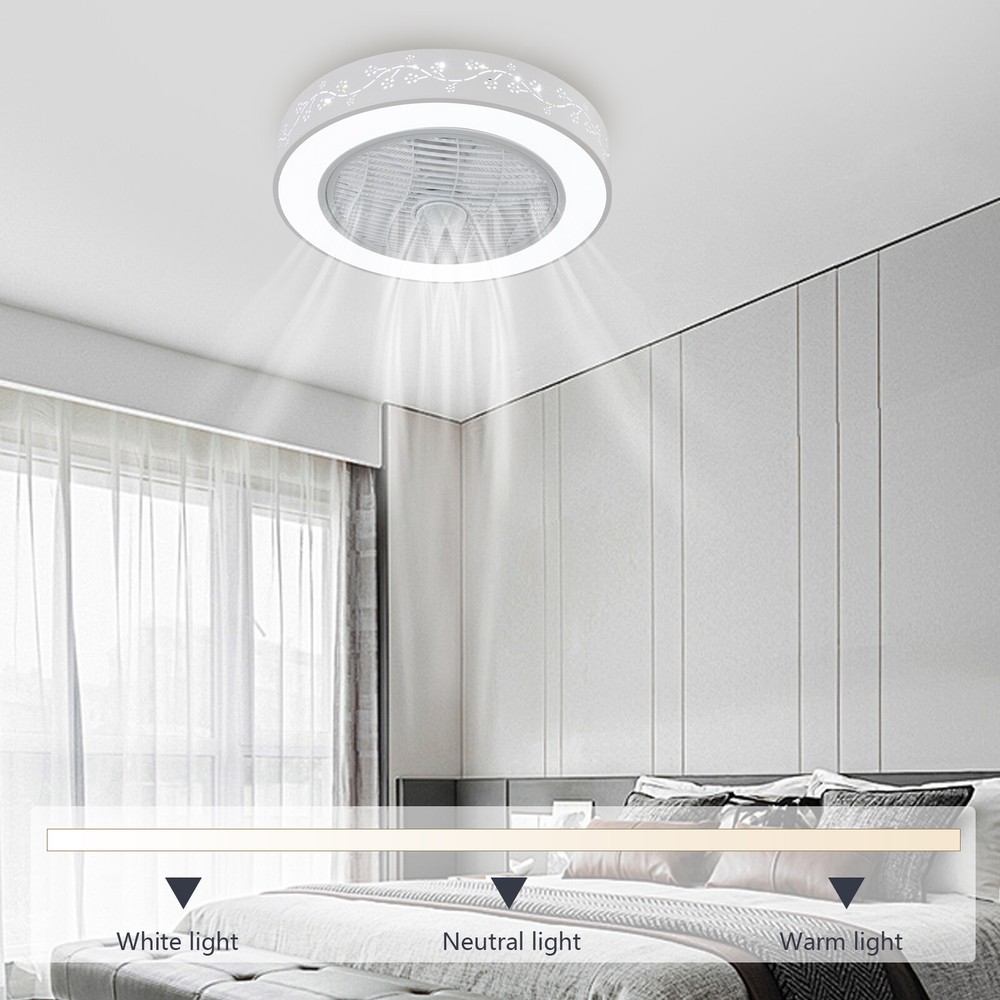22" Ultra-thin LED Ceiling Fan Light Remote Control Flush Mount Ceiling Fan Lamp