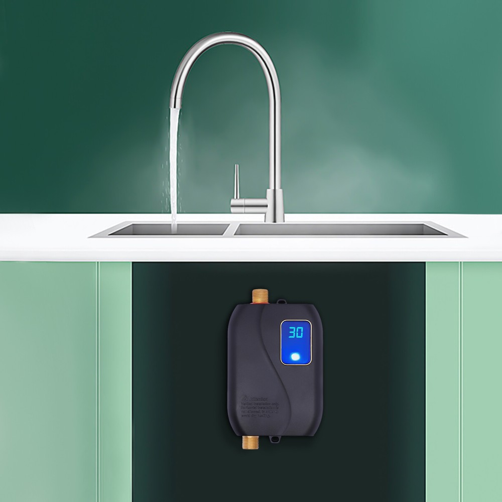 3000W Instant Mini Water Heater, IPX4 Waterproof, 68-122°F, Overheat Protection