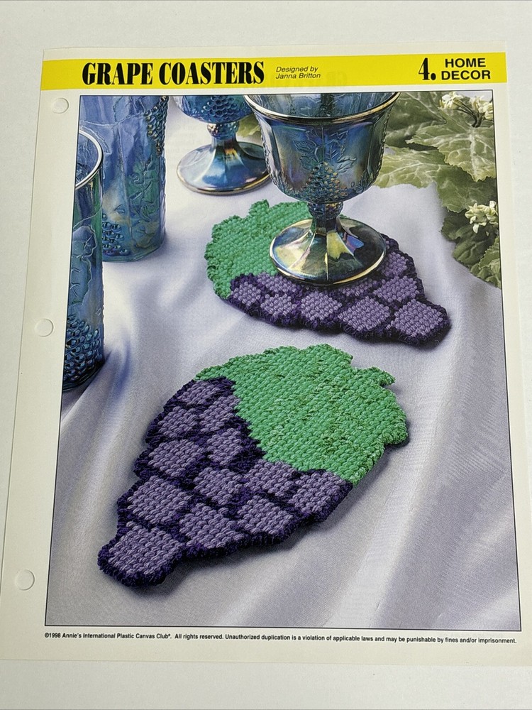Grape Coasters Annie's Attic Plastic Canvas Pattern Page