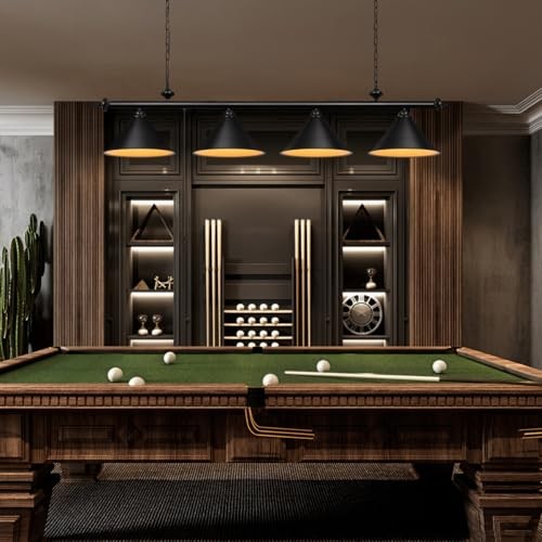 71in Billiard Pool Table Light with Pull Chain Switch on Pendant 4-Light Black