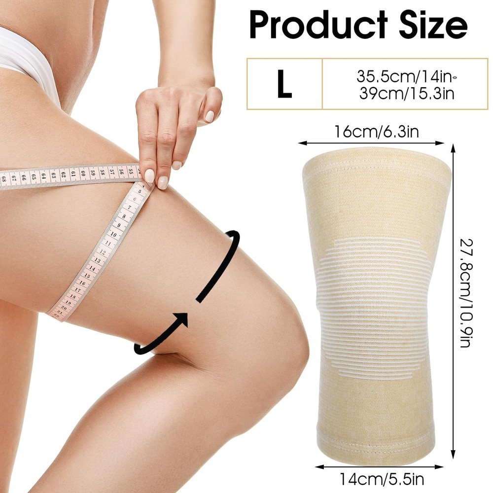 AOZUO Bamboo Knee Sleeve, Elastic Compression Brace Large, Complexion