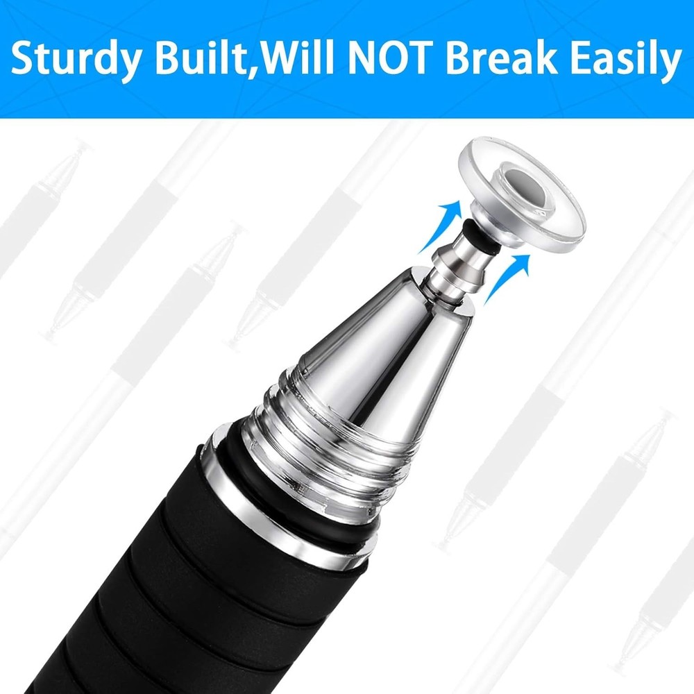 Stylish Black & Silver 12 Pcs Stylus Tips - Easy Install for Touch Screen Uses